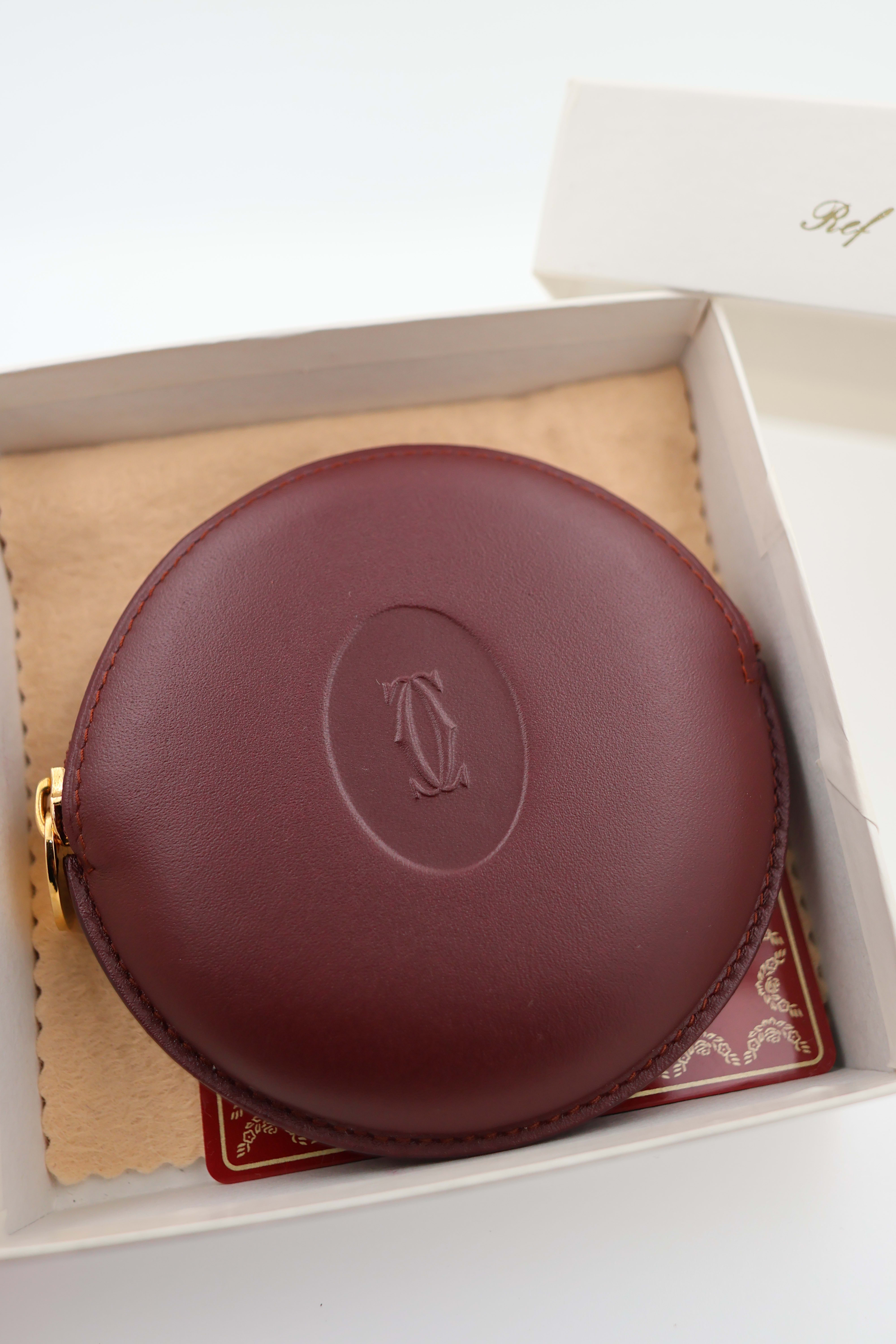 Cartier Cartier Must de Cartier Bordeaux Round Coin Purse Wallet view 1