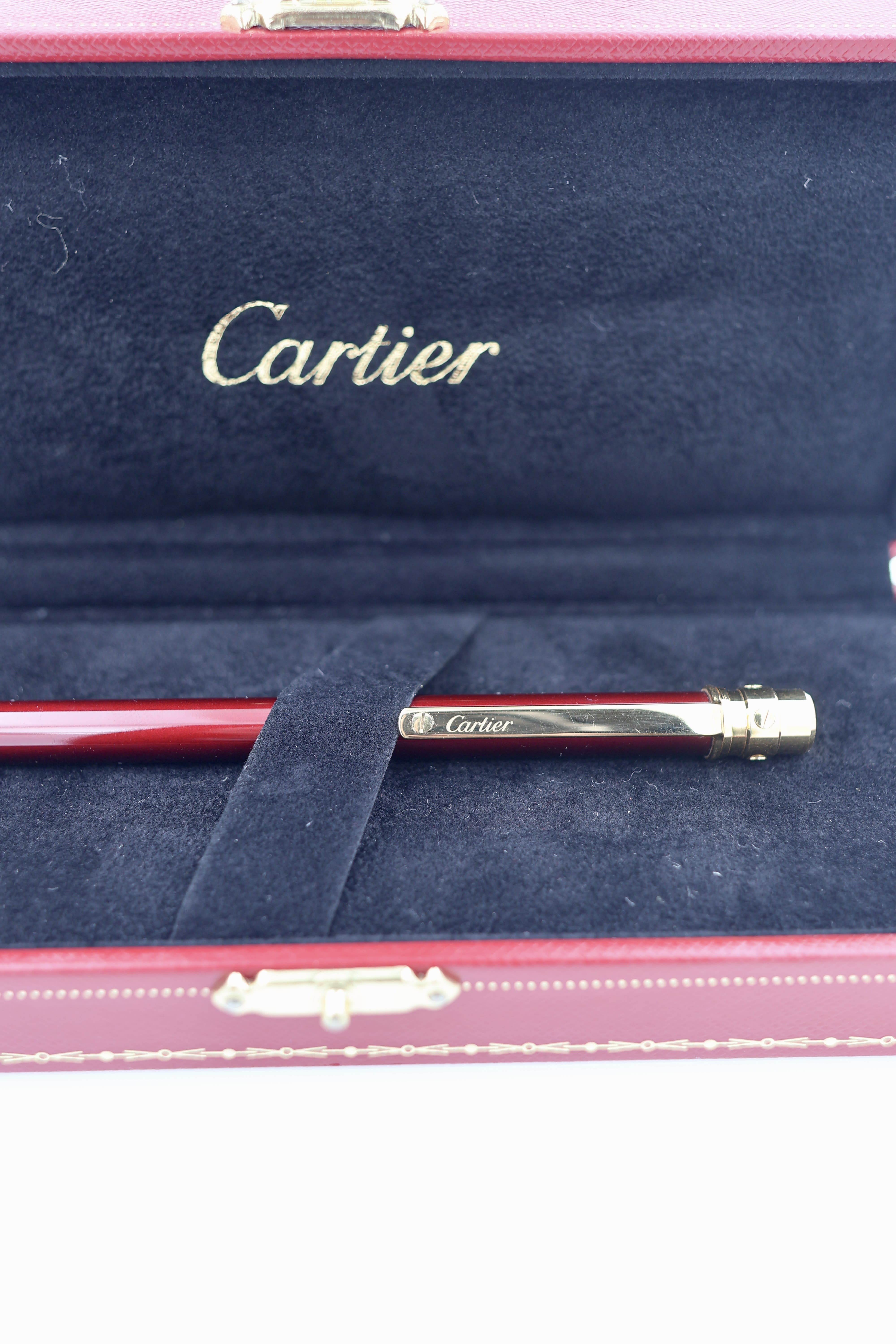 Cartier Ballpoint Pen Santos Bordeaux Lacquer view 3