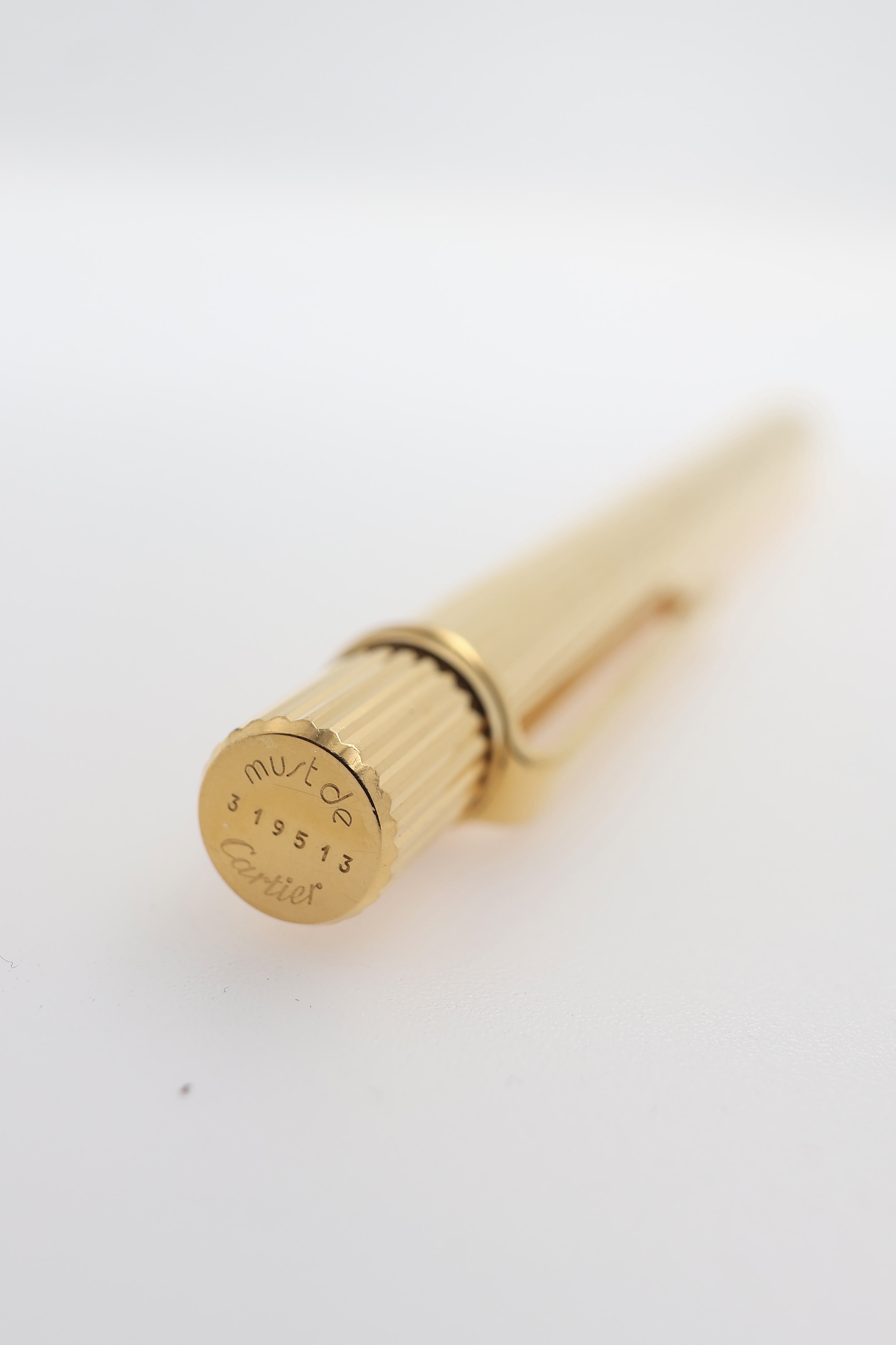 Cartier Must de Cartier textured gold finish ballpoint pen view 3