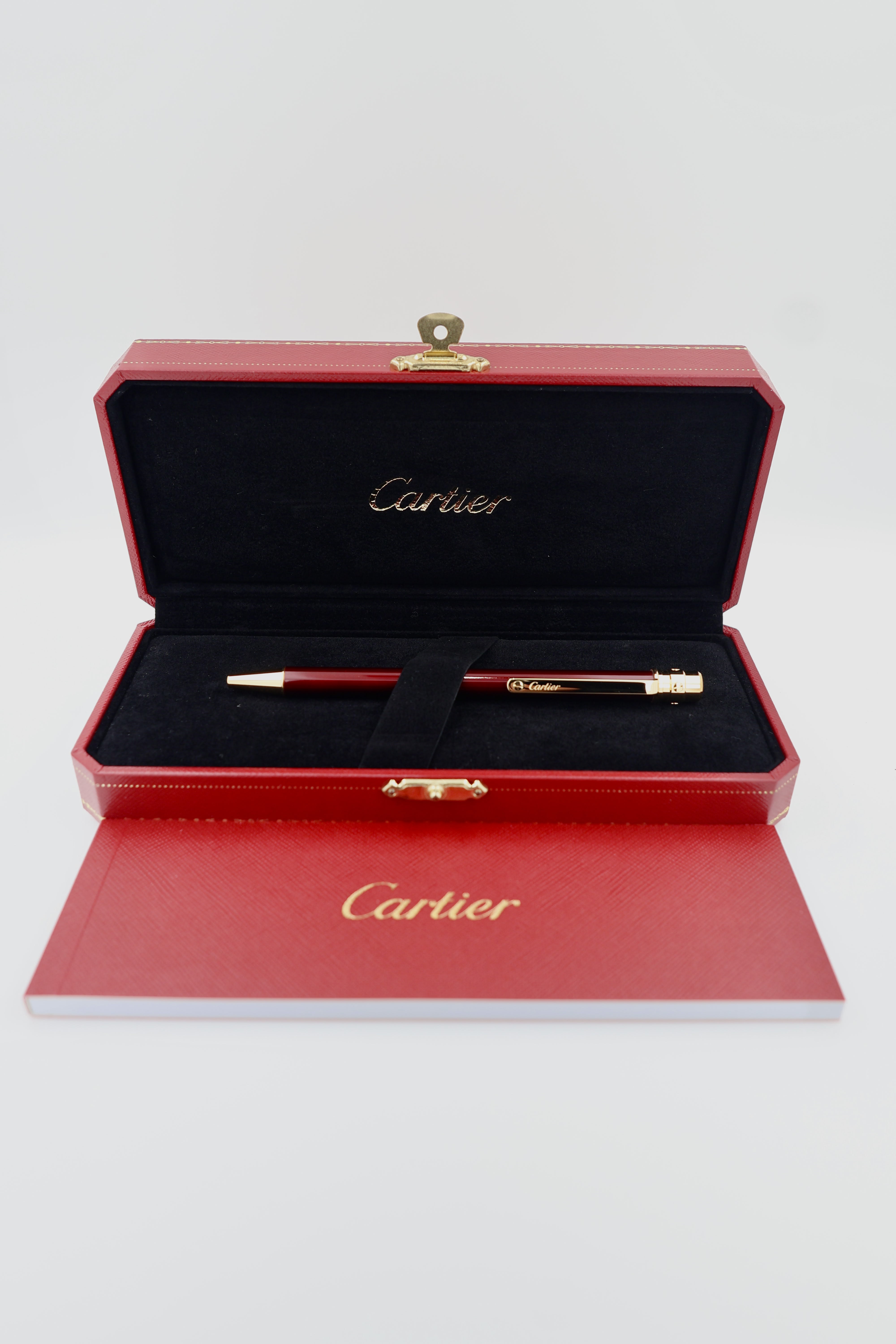 Cartier  Santos de Cartier ballpoint pen bordeaux lacquer view 1