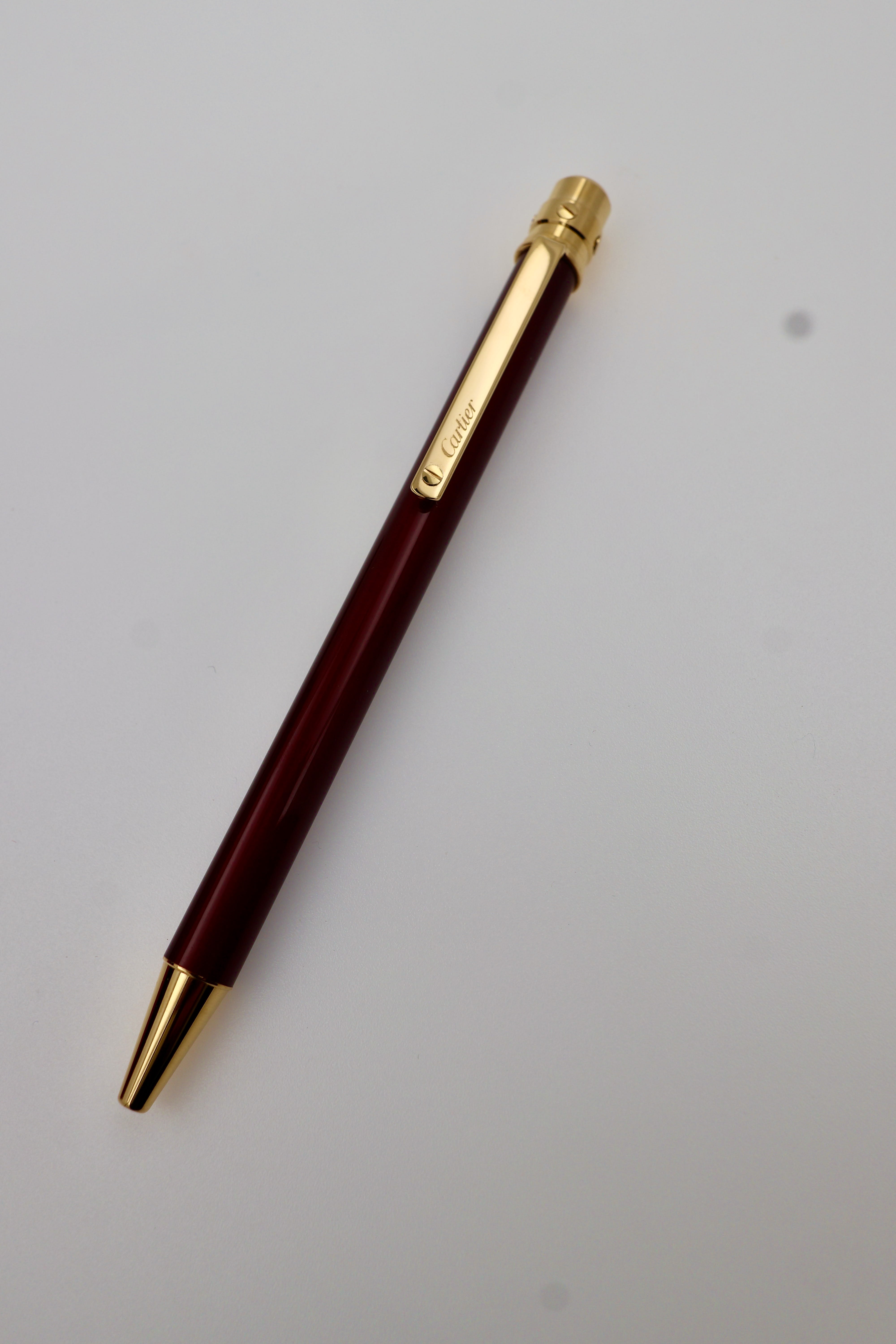 Cartier Ballpoint Pen Santos Bordeaux Lacquer view 6