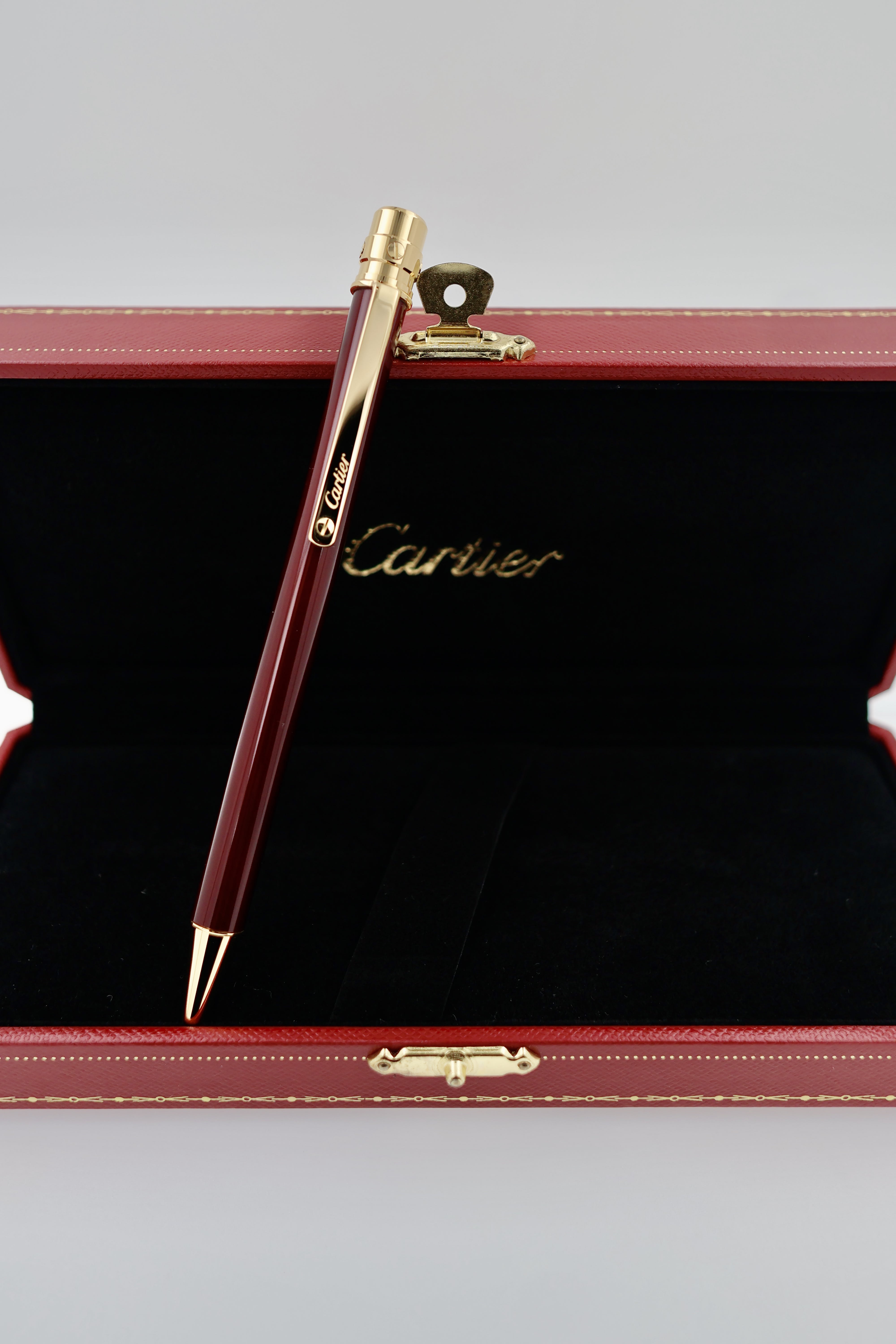 Cartier  Santos de Cartier ballpoint pen bordeaux lacquer view 2